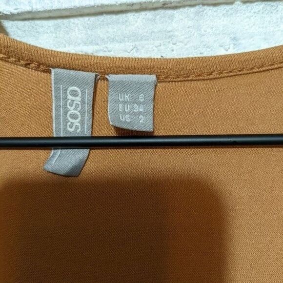 ASOS romper jumpsuit wide leg sleeveless tan jersey sz 2 - Picture 6 of 8